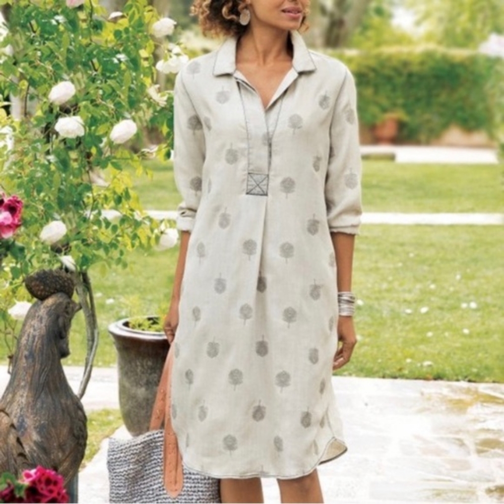 Soft Surroundings NWOT Paisley Park Embroidereed Tunic Shirt Dress, M